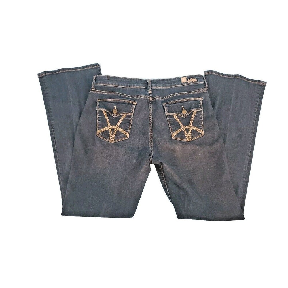 Womens Jeans Sz 12 Flap Pockets Bootcut Kut From The Kloth Dark Wash Denim